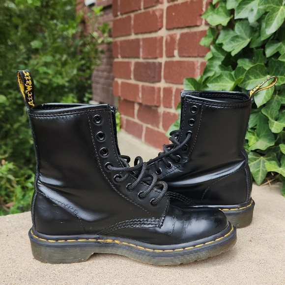 Dr. Martens Shoes - Dr Marten Black Leather Lace-Up Boots